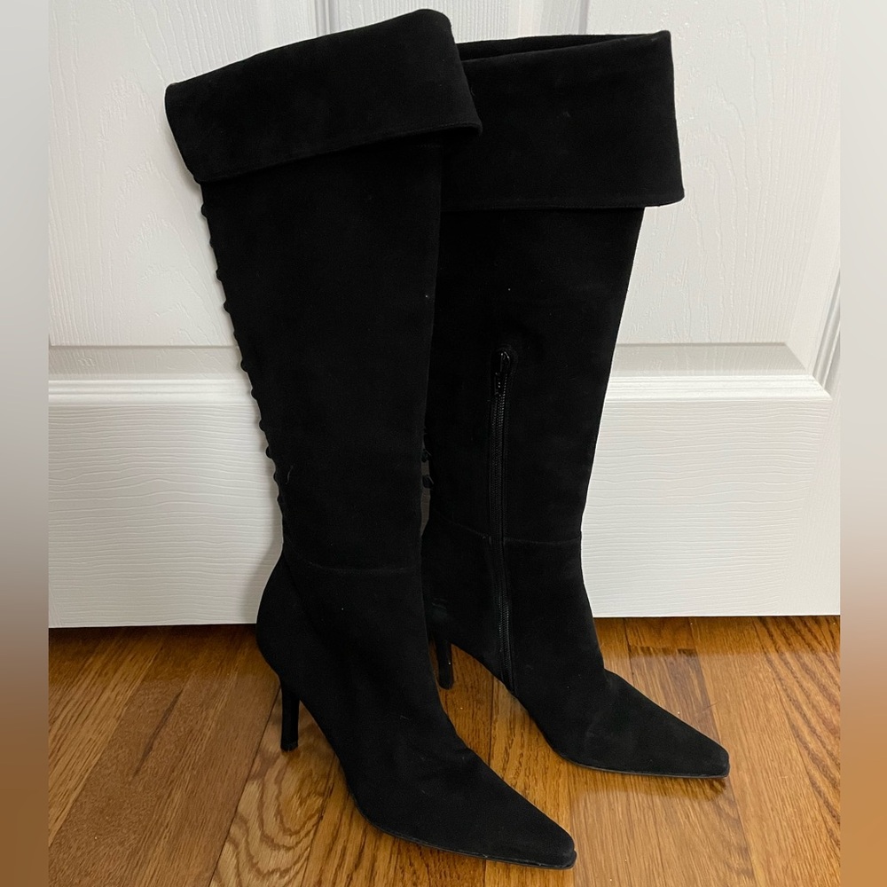 Stuart Weitzman Black Suede Knee High Boots 8